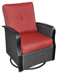 Siesta Key Lounge Chair, Woven Wicker with Steel Frames, Red Wine Cushion