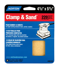 Norton Clamp & Sand 5-1/2 in. L X 4-1/2 in. W 220 Grit Aluminum Oxide 1/4 Sheet Sandpaper 6 pk