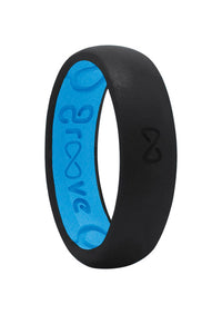 Groove Life Unisex Round Midnight Black/Blue Wedding Band Silicone Water Resistant Size 6