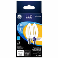 Decorative LED Light Bulbs, Soft White, Clear, 500 Lumens, 5-Watts, 2-Pk.