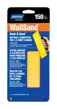 Norton WallSand 9 in. L X 3-2/3 in. W 150 Grit Aluminum Oxide Sandpaper 3 pk