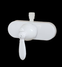 Rv Shower Valve 4" Single Lever Valve W/Decorative Lever Hdl&Vac Brk Wht Finish