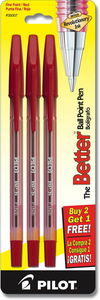 Pilot 35007 Red Fine Point Better Ball  Pen 3 Count