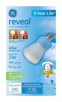 Ge Cfl R20 Med Base 11 W, 45 W 340 Lumens Yellow