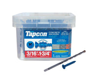 Tapcon 3/16 in. D X 1-3/4 in. L Steel Flat Head Concrete Screw Anchor 225 pk