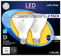 GE BR30 E26 (Medium) LED Floodlight Bulb Soft White 65 Watt Equivalence 2 pk