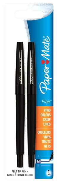 Expo 8432452PP Black Medium Tip Flair Tip Guard Felt Porous Pens 2 Count                                                                              