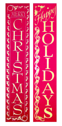 Holiday Trims Merry Christmas and Happy Holidays Banners Christmas Banners Red PVC 12.5 inch 1 pk (Pack of 12)