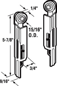 Prime-Line  1 in. Dia. x 1/4 in. L Mill  Plastic/Steel  Roller Assembly  2 pk