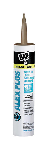 Dap Alex Plus Dark Bronze Acrylic Latex All Purpose Caulk 10.1 oz. (Pack of 12)