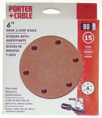 Porter Cable 736601825 180 Grit Hook & Loop 6" Sanding Discs 25 Count