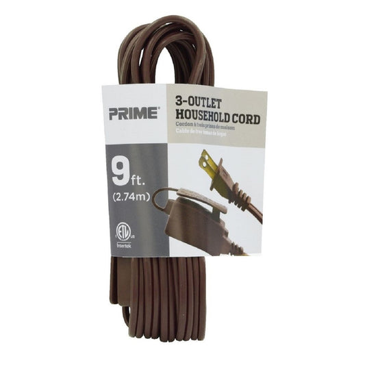 Prime Indoor 9 ft. L Brown Extension Cord 16/2 SPT-2