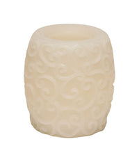 Inglow  Butter Cream  Vanilla Scent Carved Hurricane Pillar  Candle  4 in. H