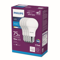 Philips A19 E26 (Medium) LED Bulb Daylight 75 Watt Equivalence 4 pk