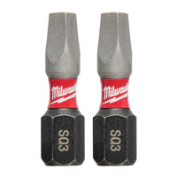 Milwaukee Shockwave Square #3 X 1 in. L Screwdriver Bit Steel 2 pk