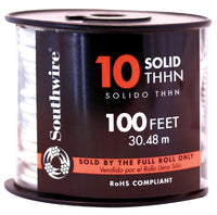 Southwire 11596408 100' 10 Gauge Solid White Thhn Wire