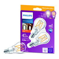 Philips A15 E17 (Intermediate) LED Bulb Soft White 40 Watt Equivalence 2 pk