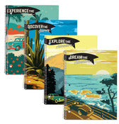 Roaring Spring Paper Company 11170 11 X 8.5 80 Sheet College Ruled Travel Poster Notebooks Assorted Styles