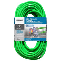 Prime Neon Flex Outdoor 100 ft. L Hi Vis Green Extension Cord 12/3 SJTW