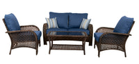 Living Accents 8799330 Blue 4 Piece Living Accents Charleston Dining Set With Brown Frame