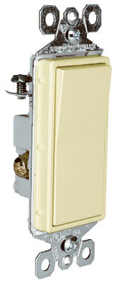 Lighted Decor Switch, 3-Way, Grounded, Ivory, 15-Amp, 120/277-Volt