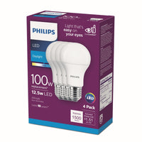 Philips A19 E26 (Medium) LED Bulb Daylight 100 Watt Equivalence 4 pk