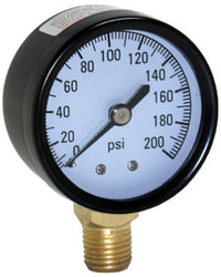 Water Pressure Tank Gauge, .25-In. Bottom Mount, 200-Lbs.