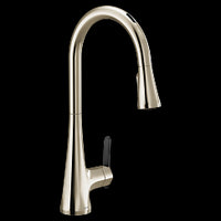 Polished nickel one-handle high arc pulldown kitchen faucet