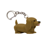 KeyGear Plastic Brown Dachshund Key Chain w/LED Light