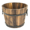 DeVault Enterprises 8 in. H X 10 in. W X 10 in. D Wood Whiskey Barrel Planter Brown