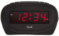 La Crosse Technology Equity 1.85 in. Black/Red Alarm Clock LED Plug-In