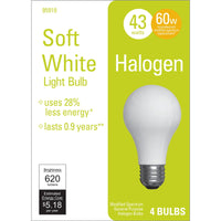 GE 43 W A19 A-Line Halogen Bulb 620 lm Soft White 4 pk