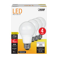 Feit Electric A19 E26 (Medium) LED Bulb Soft White 60 Watt Equivalence 4 pk