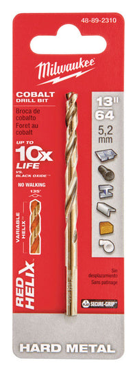 Milwaukee  RED HELIX  13/64 in.  x 3-3/4 in. L Cobalt Steel  THUNDERBOLT  Drill Bit  1 pc.