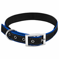 Dog Collar, Padded, Blue/Black Reflective, 3/4 x 20-In. (Pack of 3)