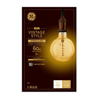 GE Lighting G40 E26 (Medium) Filament LED Bulb Amber Warm White 60 Watt Equivalence 1 pk