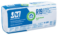 R19 Kraft Batt Fiberglass Insulation, 133.68 Sq. Ft. Coverage, 6.5 x 23 x 93-In.