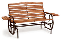 Hi-Back Glider With Trays, Hardwood Slats, 66-In.