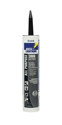 White Lightning 3006 Ultra Black Siliconized Acrylic Latex Sealant 10 oz. (Pack of 12)