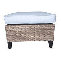 Serronova Cushioned  Ottoman, Light Gray Wicker/Aluminum