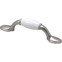 Hickory Hardware P744-SNW 3" Satin Nickel/White Tranquility Cabinet Pull