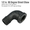 Pipe Decor 1/2 in. FPT X 1/2 in. D MPT Black Iron 1 1/4 in. L 90 Degree Elbow