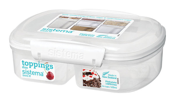 Sistema 1210ZS Bake It Food Storage Container with Split Compartments, White