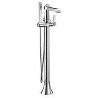 Chrome one-handle tub filler includes hand shower