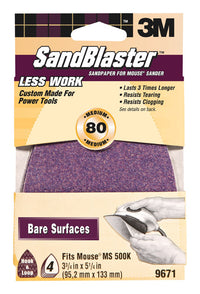 3M Sandblaster 5-1/4 in.   L X 3-3/4 in.   W 80 Grit Aluminum Oxide Mouse Sandpaper 4 pk