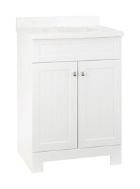 Continental Cabinets Single Satin White Vanity Combo 24 in.   W X 18 in.   D X 33-1/2 in.   H