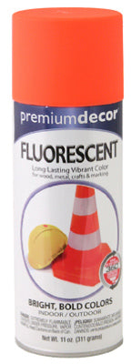 Premium Decor Fluorescent Spray Paint, Interior/Exterior, Blazing Orange, 11-oz.