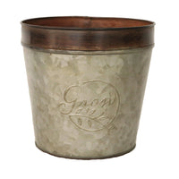 Robert Allen  7 in. Dia. Galvanized Steel  Grow  Flower Pot  Mocha