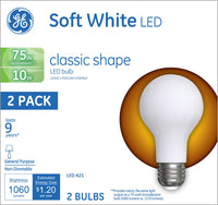 GE A21 E26 (Medium) LED Bulb Soft White 75 W 2 pk