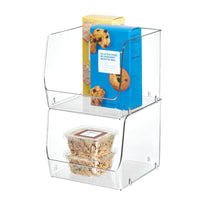 InterDesign Extra Large Clear Linus Ribbing Detail Stackable Organizer Bin 8.5 x 8.5 x 7.25 in.